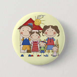 Papa, Mama, große Schwester, mittlerer Bruder, Bab Button