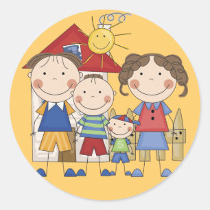 Papa, Mama, großer Bruder, kleiner Bruder Familie Runder Aufkleber