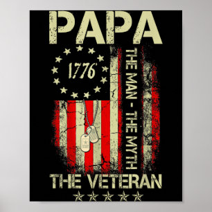 Papa Mann Mythos der Veteran - Vatertag FlaggePapa Poster
