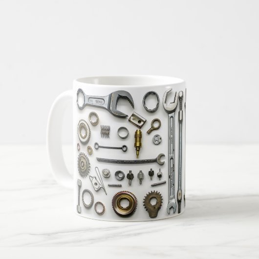 Papa Mechanic Tools 3D Kaffeetasse (Vorderseite Links)