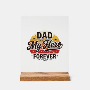 Papa mein Held für immer Retro Vintage-Shirt-Desig Acrylschild