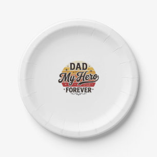 Papa mein Held für immer Retro Vintage Shirt Desig Pappteller