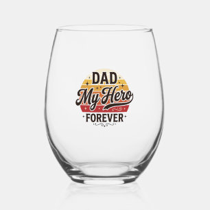 Papa mein Held für immer Retro Vintage-Shirt-Desig Weinglas Ohne Stiel