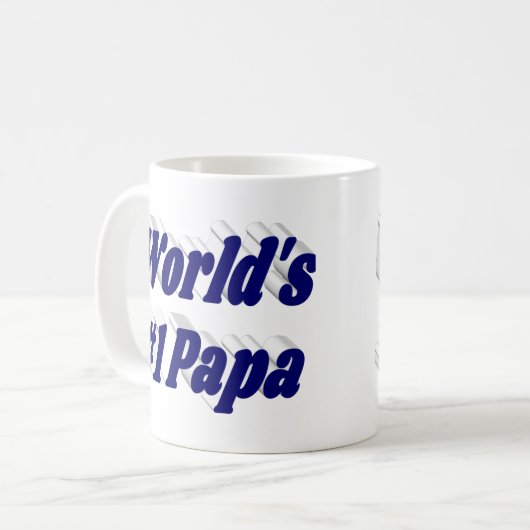 Papa mit dunkelblauem Halbtext Kaffeetasse (Vorderseite Links)