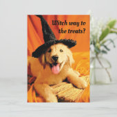 Papa mit Hexenhut und Broom Einladung (Stehend Vorderseite)