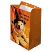 Papa mit Hexenhut und Broom Mittlere Geschenktüte (Rückseite Schrägansicht)