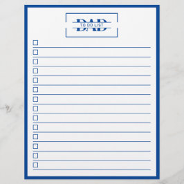 Papa modernes blaues Monogramm 8,5" x 11" To-Do-Li Flyer