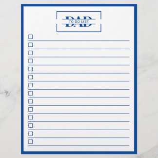 Papa modernes blaues Monogramm 8,5" x 11" To-Do-Li Flyer