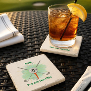 Papa   Monogramm-Untersetzer aus Stein mit Golfbal Steinuntersetzer