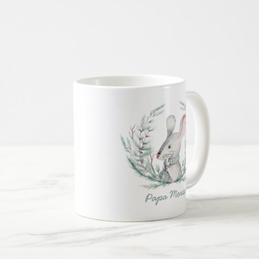 Papa Mouse Niedlich Holiday Wreath Kaffeetasse (VorderseiteRechts)
