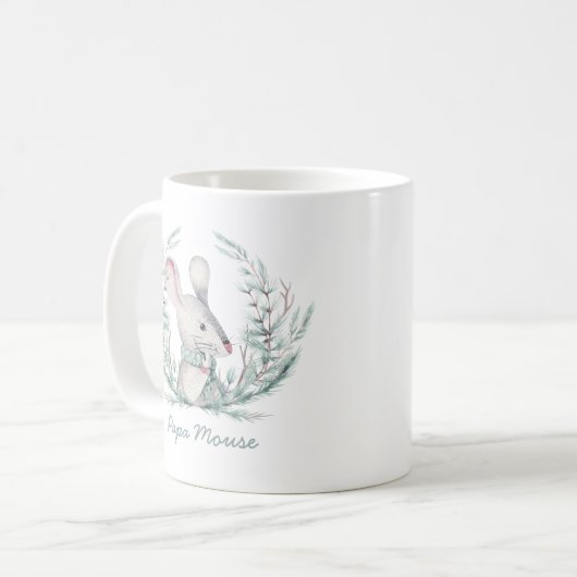 Papa Mouse Niedlich Holiday Wreath Kaffeetasse (Vorderseite Links)