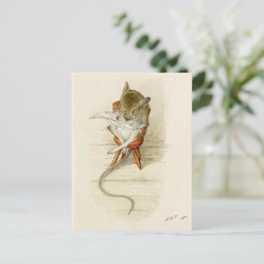 Papa Mouse Reading Newspaper Postkarte (Stehend Vorderseite)