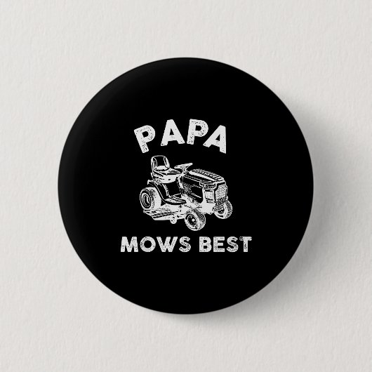 Papa Mows Funny Lawn Mower Father's Day Grandpa Button (Vorderseite)