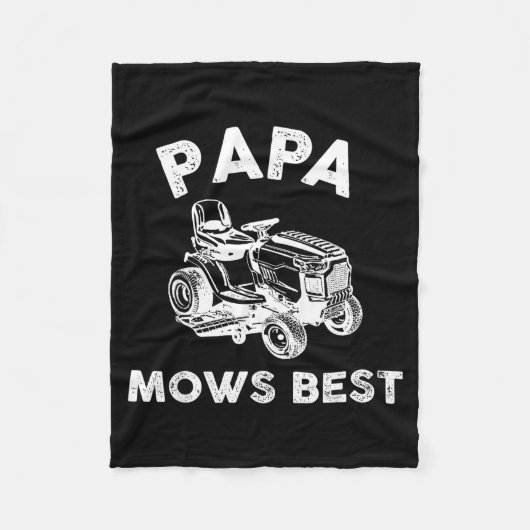 Papa Mows Funny Lawn Mower Father's Day Grandpa Fleecedecke (Vorderseite)
