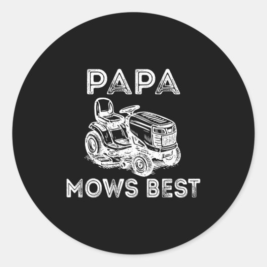 Papa Mows Funny Lawn Mower Father's Day Grandpa  Runder Aufkleber (Vorderseite)