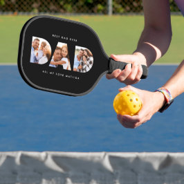 Papa Multi-Foto moderne Typografie schwarz Pickleball Schläger