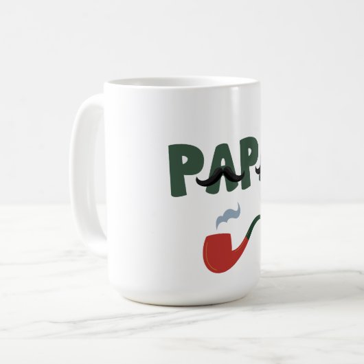 Papa mustache father day white  kaffeetasse (Vorderseite Links)