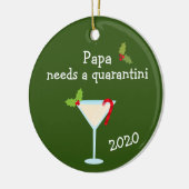 Papa Needs a Quarantini 2020 Covid Christmas Keramik Ornament (Links)