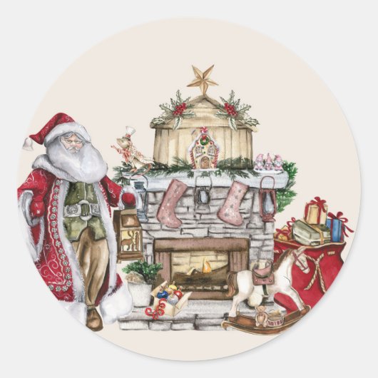 papa noel runder aufkleber (Vorderseite)
