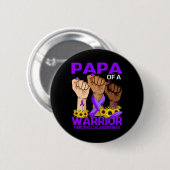 Papa of a Warrior Fibromyalgie Awareness Sonnenblu Button (Vorne & Hinten)