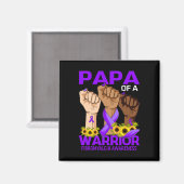 Papa of a Warrior Fibromyalgie Awareness Sonnenblu Magnet (Vorderseite/Rückseite)
