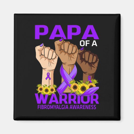 Papa of a Warrior Fibromyalgie Awareness Sonnenblu Magnet (Vorne)
