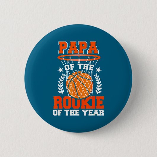 Papa Of Rookie 1st Basketball Bday Theme Matching Button (Vorderseite)