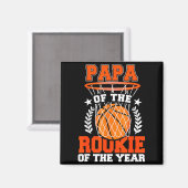 Papa Of Rookie 1st Basketball Bday Theme Matching Magnet (Vorderseite/Rückseite)