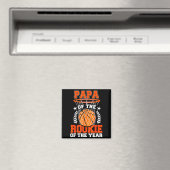 Papa Of Rookie 1st Basketball Bday Theme Matching Magnet (In Situ (Geschirrspüler))