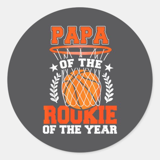 Papa Of Rookie 1st Basketball Bday Theme Matching Runder Aufkleber (Vorderseite)