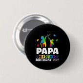 Papa Of The Birthday Boy Autism Awareness Support  Button (Vorne & Hinten)