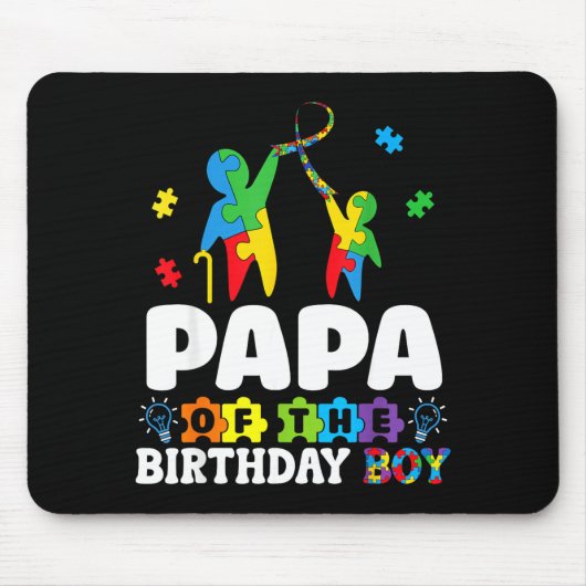 Papa Of The Birthday Boy Autism Awareness Support  Mousepad (Vorne)