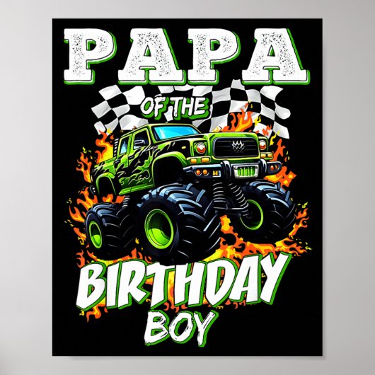 Papa Of The Birthday Boy Monster Truck Birthday Ki Poster (Vorne)