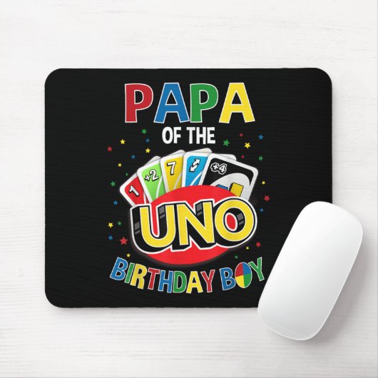 Papa of the Birthday Boy Uno Game B-day Family Par Mousepad (Mit Mouse)