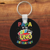 Papa of the Birthday Boy Uno Game B-day Family Par Schlüsselanhänger (Vorderseite)