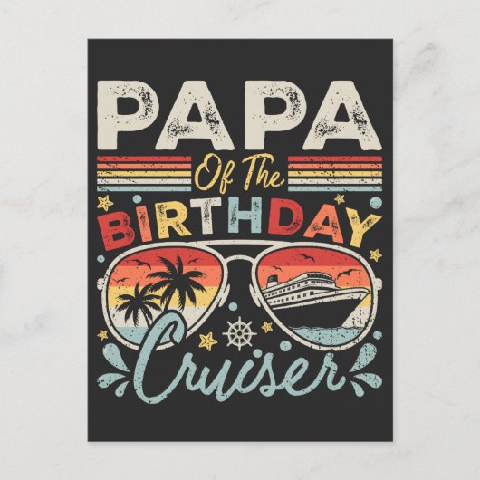 Papa of the Birthday Cruiser Postkarte (Vorderseite)
