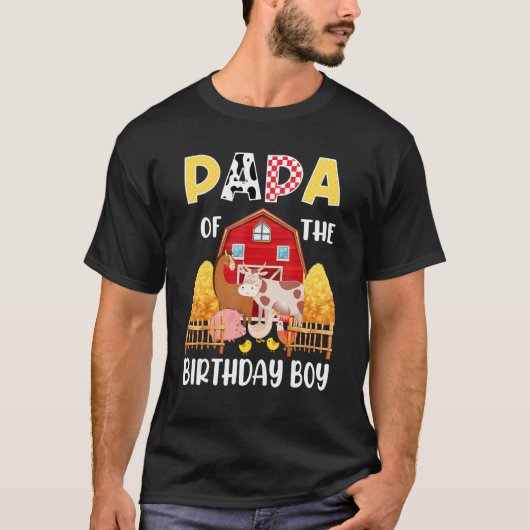 Papa Of The Birthday Girl Farming Barnyard Birthda T-Shirt (Vorderseite)