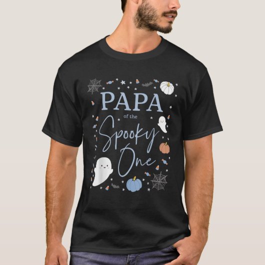 Papa of the Spooky One First Birthday Blue Boy 1st T-Shirt (Vorderseite)