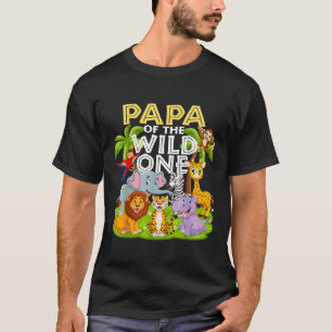 Papa of the Wild One 1. Geburtstag Zoo Animal Safa T-Shirt