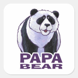 Papa Panda Bear Quadratischer Aufkleber