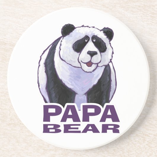Papa Panda Bear Sandstein Untersetzer (Vorne)