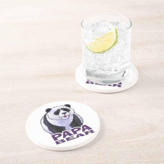 Papa Panda Bear Sandstein Untersetzer (Seite)