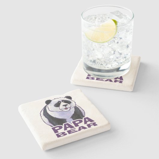 Papa Panda Bear Steinuntersetzer (Seitenansicht)
