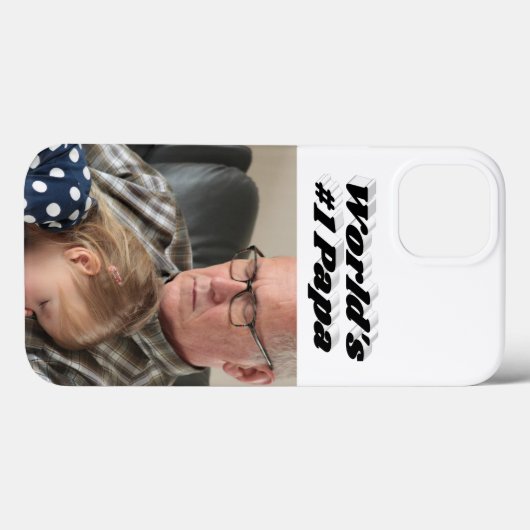 Papa photo with black text  iPhone case (Rückseite (Horizontal))