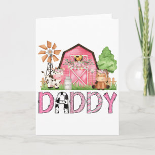 Papa Pink Bauernhof-Tier-Geburtstag Kinder passend Karte
