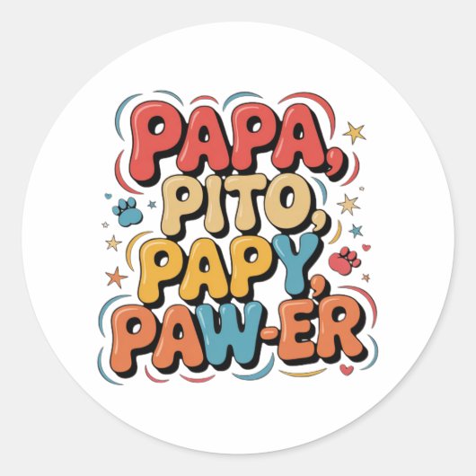 Papa Pito Pappy Pawer Runder Aufkleber (Vorderseite)