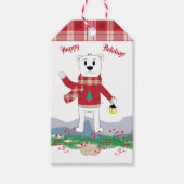 Papa Polar Bear Holding Lantern Holiday Geschenkta Geschenkanhänger (Vorderseite)