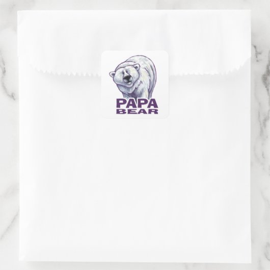 Papa Polar Bear Quadratischer Aufkleber (Tasche)
