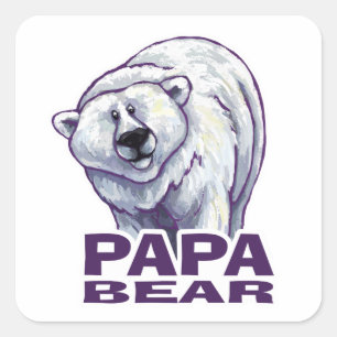 Papa Polar Bear Quadratischer Aufkleber
