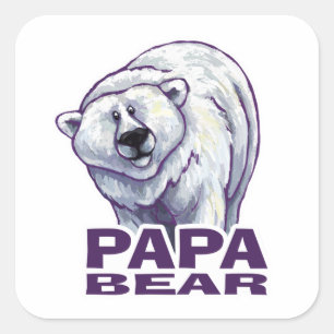 Papa Polar Bear Quadratischer Aufkleber